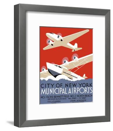 New York Municipal Airports Travel Poster Print New